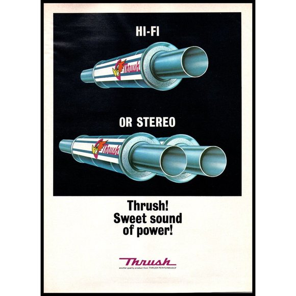 1971 Thrush Performance Mufflers Vintage Print Ad Hifi or Stereo Wall Art Photo - Picture 1 of 1